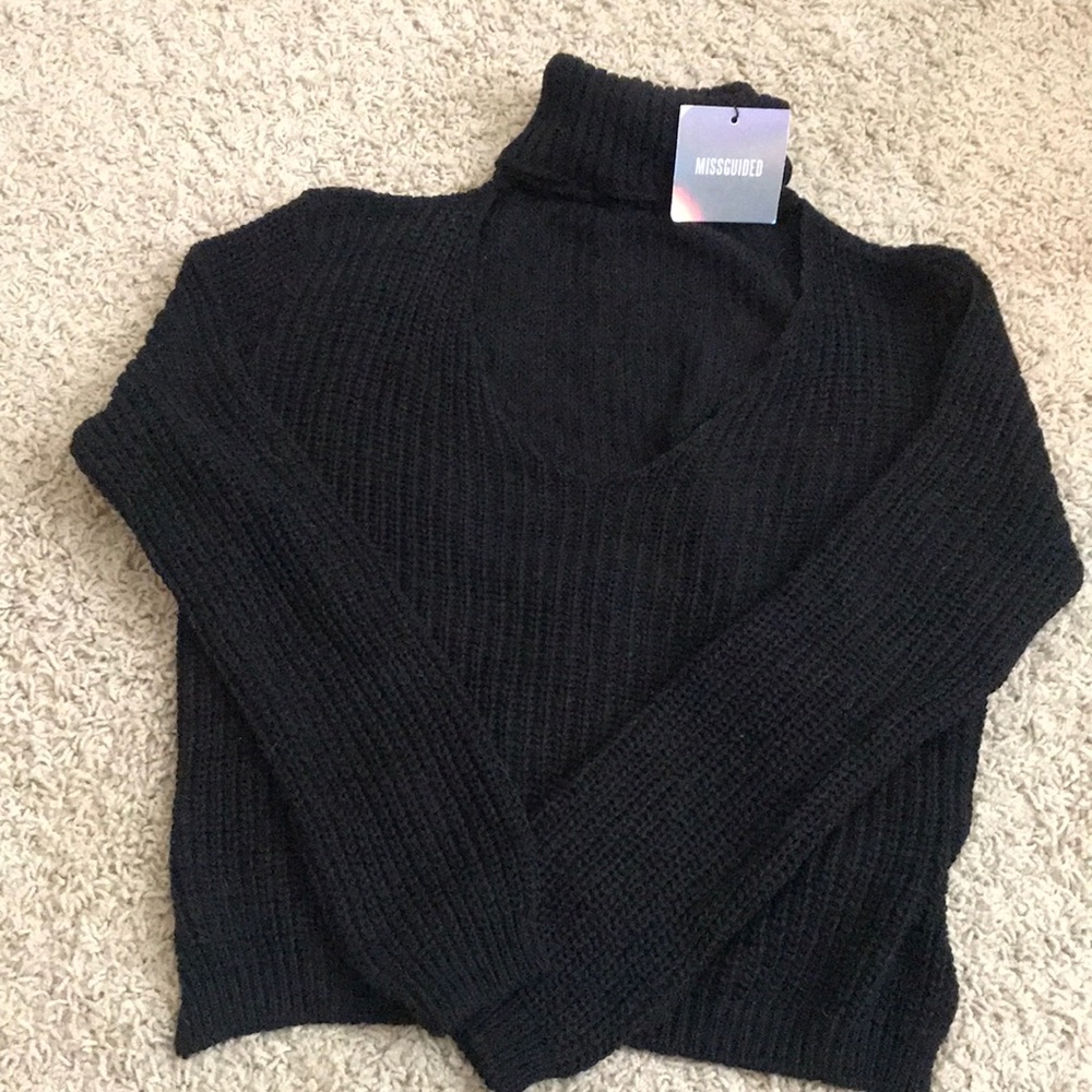 Turtleneck cut out knit sweater